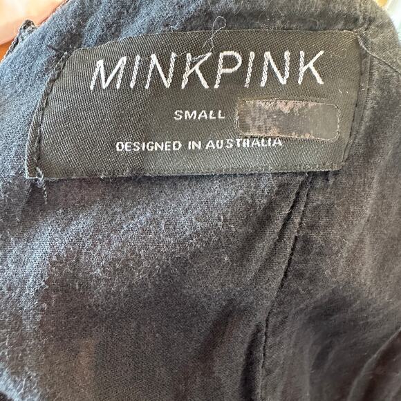 MinkPink Brown Paisley Fit Flare Mini Dress SMALL Ruched Boho Cotton Western - Picture 9 of 10